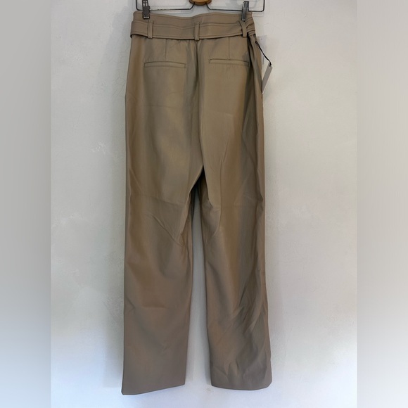 🥯 NWT Aritzia Vegan Belted Pant Trouser Sand White Sz 8 - Picture 5 of 8